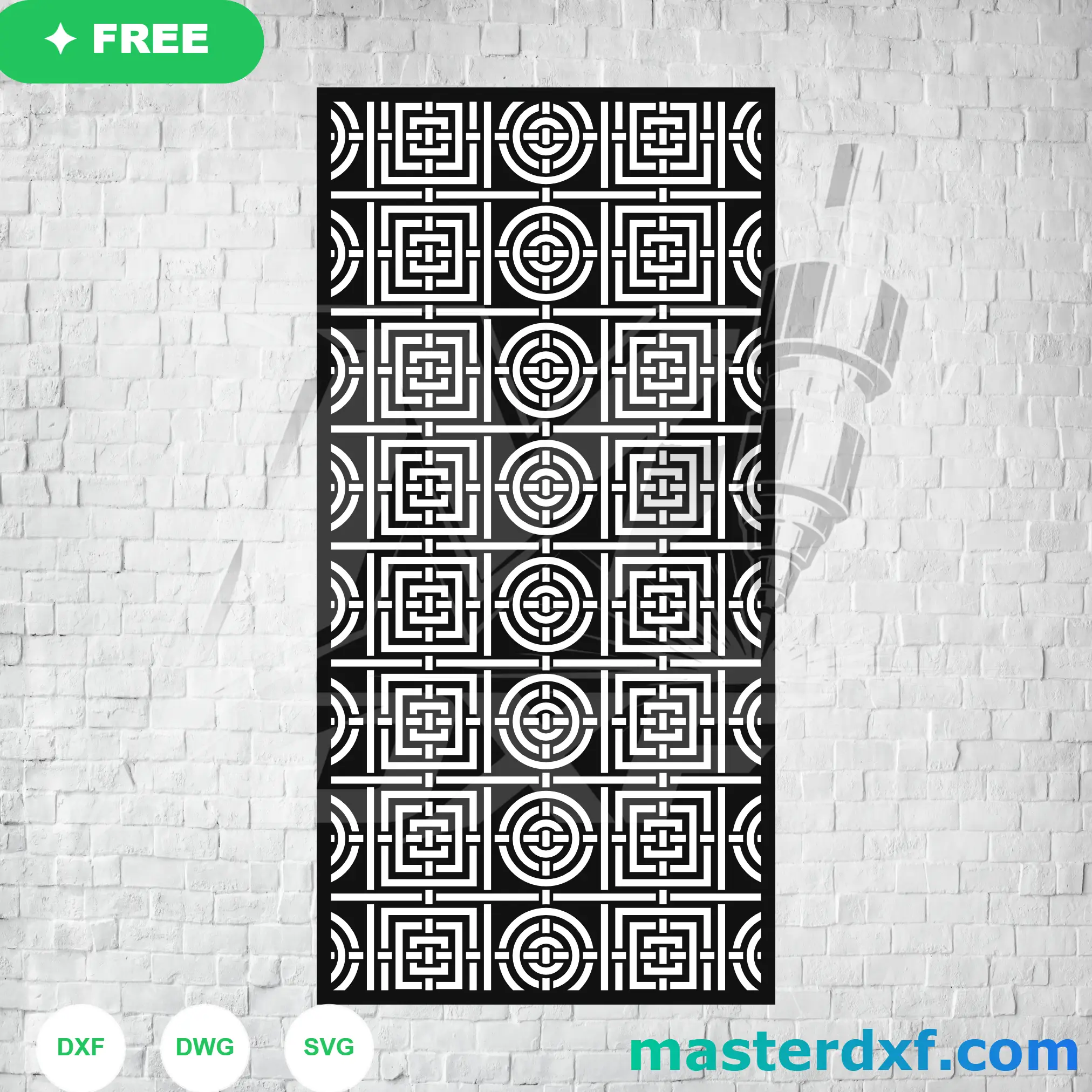 Nested Square Circle DXF Grid for Retro Geometric Panels DXF File